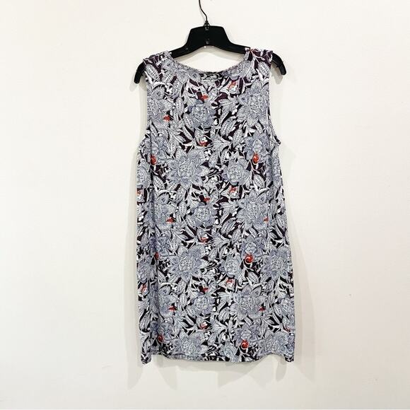 Boden Floral Boho A-Line Dress Size 12 Brown Orange White Sleeveless Casual - Picture 9 of 9